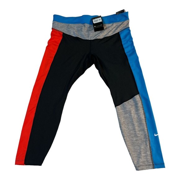 Nike One Leggings Mid-Rise Crop Length Plus Size 1X Dri-Fit Tight Fit Running - Picture 1 of 8